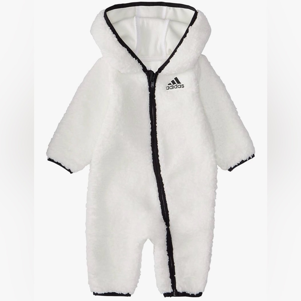Adidas Baby One Piece Sherpa
Jumpsuit Size 18M White Black Trim